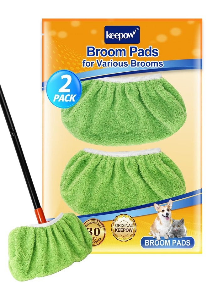 KEEPOW 2 Pack Microfiber Broom Cloth Covers, Reusable Broom Pads Baseboard Cleaning Tool, Bottom Cleaning Tools Compatible with Brooms Under 16.53×6.29 in, Washable Brooms Covers for Baseboards Floor - Image 1
